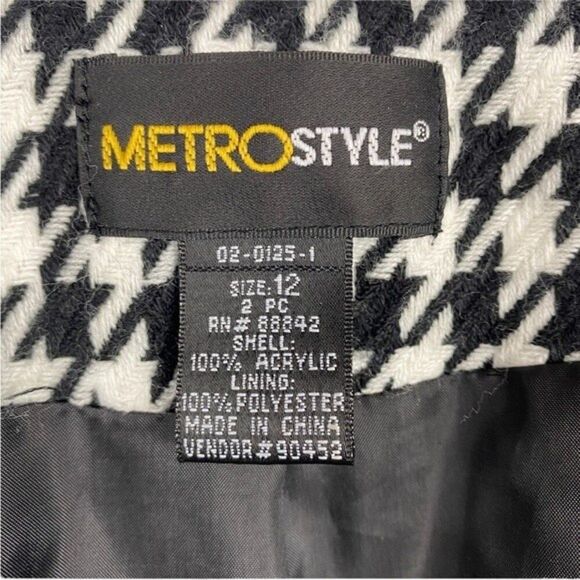Metrostyle Black & White Houndstooth Cropped Jacket Sz 12 - Picture 2 of 12